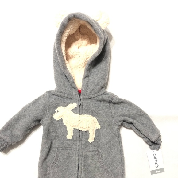 CARTERS Baby Warm Bodysuit Hoodie Sz 3 Months NWT - Picture 2 of 7